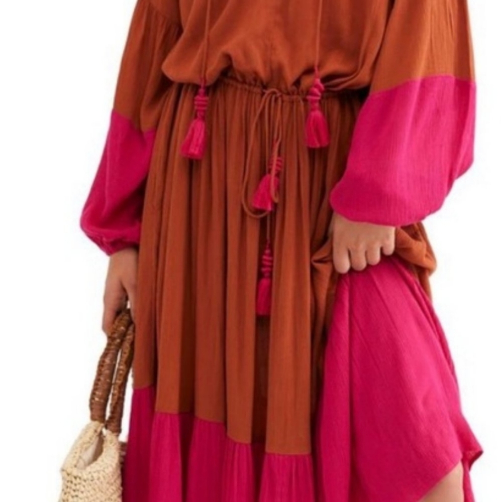 Billowy Bohemian Gypsy Midi Dress - Picture 3 of 15